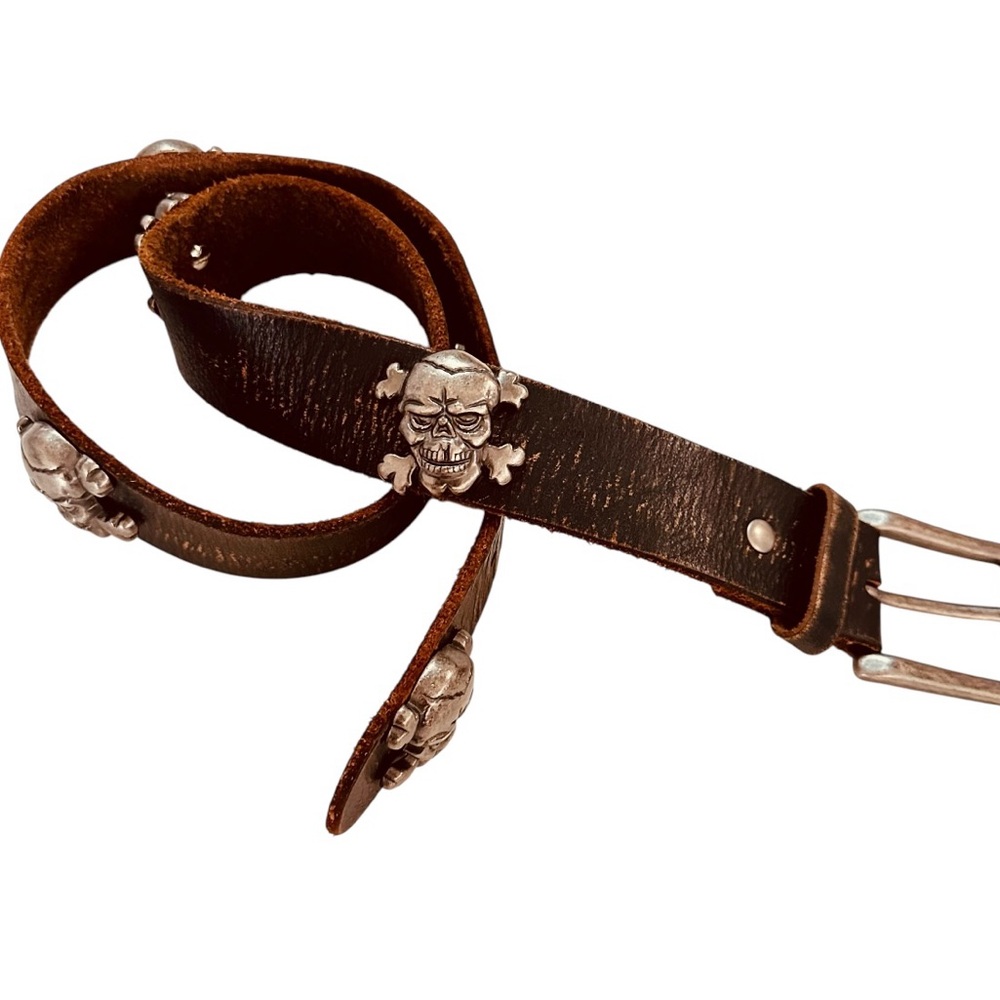 Bill Adler design skull brown leather beltmen's size 32